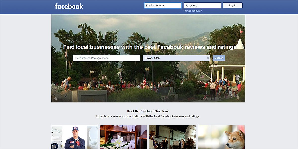 Find local businesses on facebook