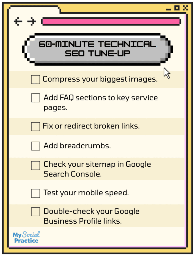 Technical SEO for Dental Websites: The 2025 GEO-Ready Playbook for Dentists - technical SEO for dental websites - My Social Practice - Social Media Marketing for Dental & Dental Specialty Practices My Social Practice - Social Media Marketing for Dental & Dental Specialty Practices - technical SEO for dental websites